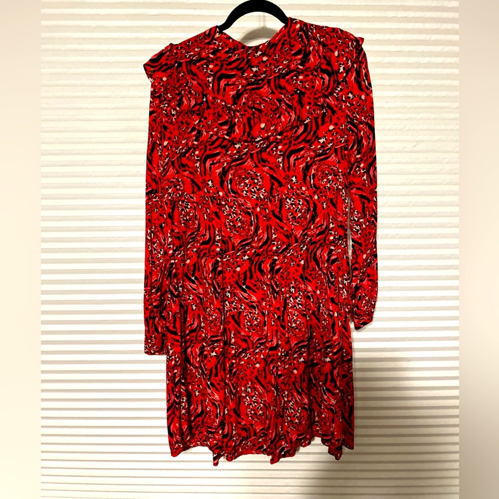 EUc Zebra Print Red Pink and Black Dress large